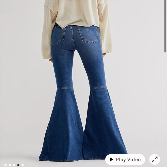 Free People We The Free Just Float On Flare Jeans Blue Western Rodeo Sz 28 - Picture 3 of 13